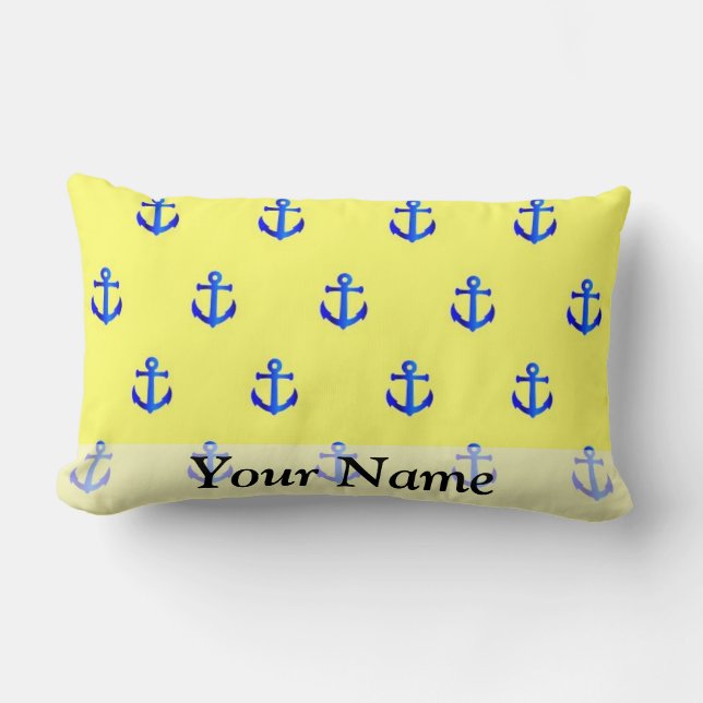 Coussin Rectangle Motif d'ancre jaune (Recto)