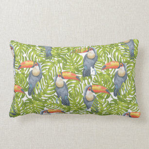 Coussin Rectangle Motif d'arbres d'oiseau de jungle de toucan