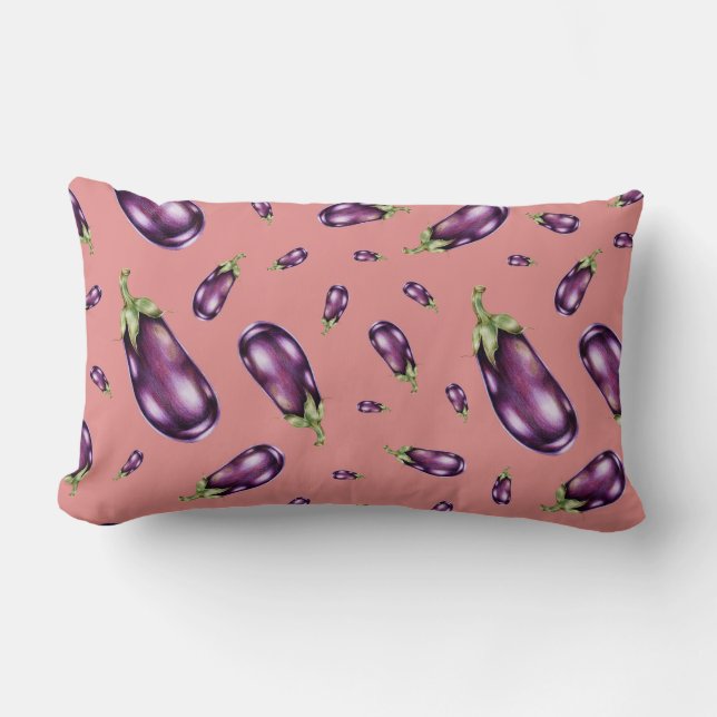 Coussin Rectangle Motif d'aubergine (Recto)