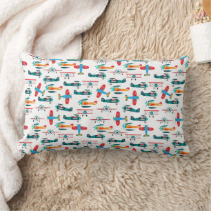 Coussin Rectangle motif d'avion rétro vintage