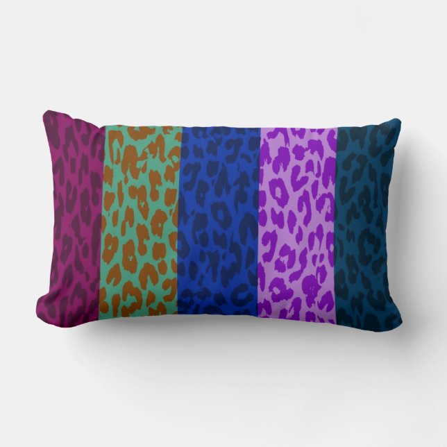 Coussin Rectangle Motif de bande de peau Empreinte de léopard multic (Recto)