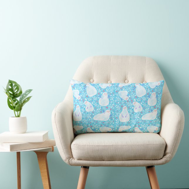 Coussin Rectangle Motif de bonhomme de neige adorable (Chaise)
