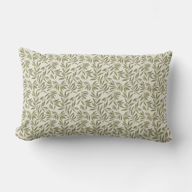 Coussin Rectangle Motif de branche d'olive minimal (Recto)