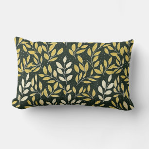 Coussin Rectangle Motif de branches feuillues jaunes et crème