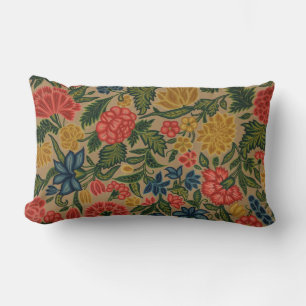 Coussin Rectangle Motif de broderie florale au crewel vintage