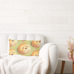 Coussin Rectangle Motif de burger au visage de chien adorable