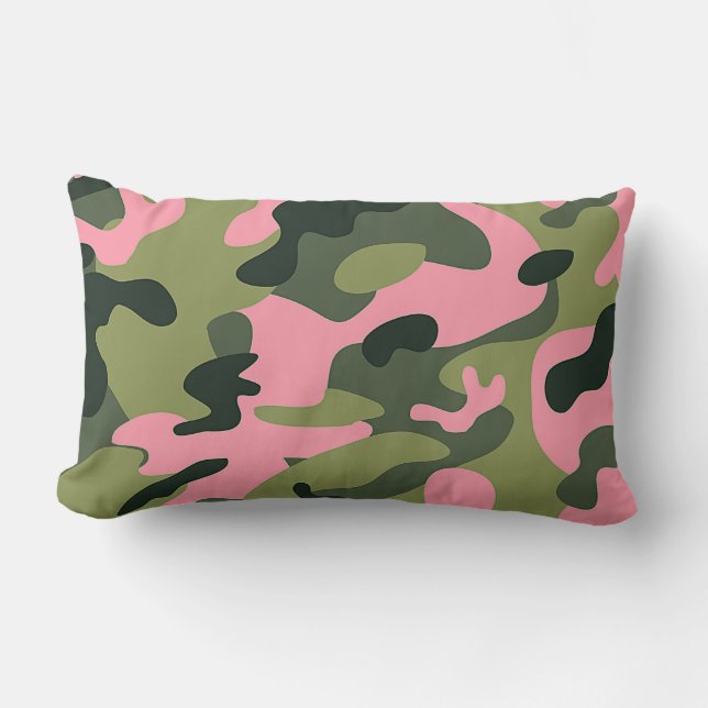 Coussin Rectangle Motif de camouflage de l'armée rose vert Country (Recto)