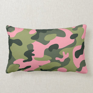 Coussin Rectangle Motif de camouflage de l'armée rose vert Country