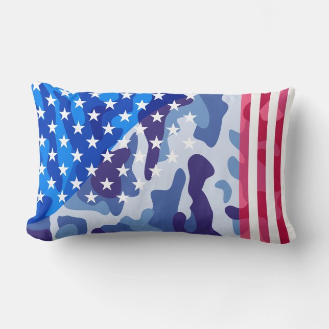 Coussin Rectangle Motif de camouflage patriotique (Recto)