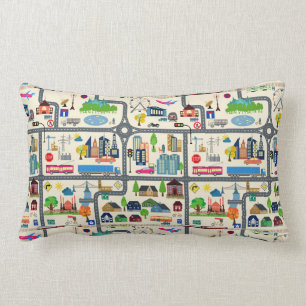 Coussin Rectangle Motif de carte de ville
