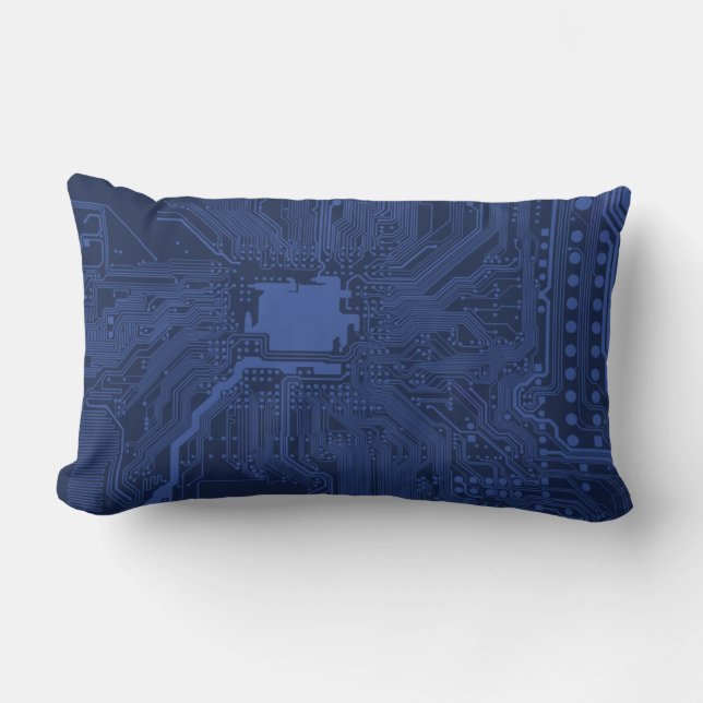 Coussin Rectangle Motif de carte mère Geek bleu (Recto)
