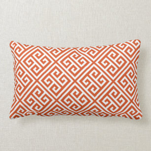Coussin Rectangle Motif de clé grecque corail