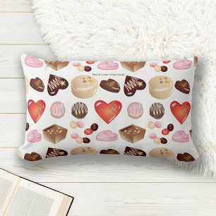 Coussin Rectangle Motif de cœur de bonbon au chocolat coloré chic mi
