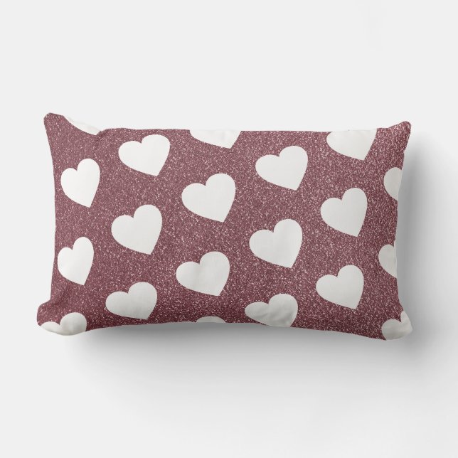 Coussin Rectangle Motif de coeur mignon Rose Parties scintillant or (Recto)