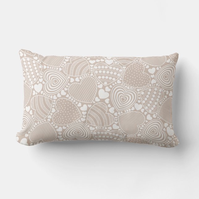 Coussin Rectangle Motif de coeurs décoratifs beige (Recto)