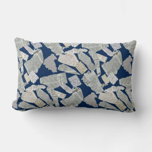 Coussin Rectangle Motif de coupure de journal 01x4.b DBlue