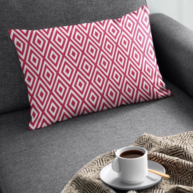 Coussin Rectangle Motif de diamant géométrique rouge Crimson moderne (Créateur téléchargé)