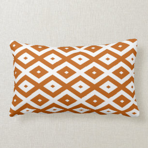Coussin Rectangle Motif de diamant orange et blanc brûlé