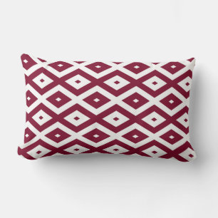 Coussin Rectangle Motif de diamants de Bourgogne et blanc