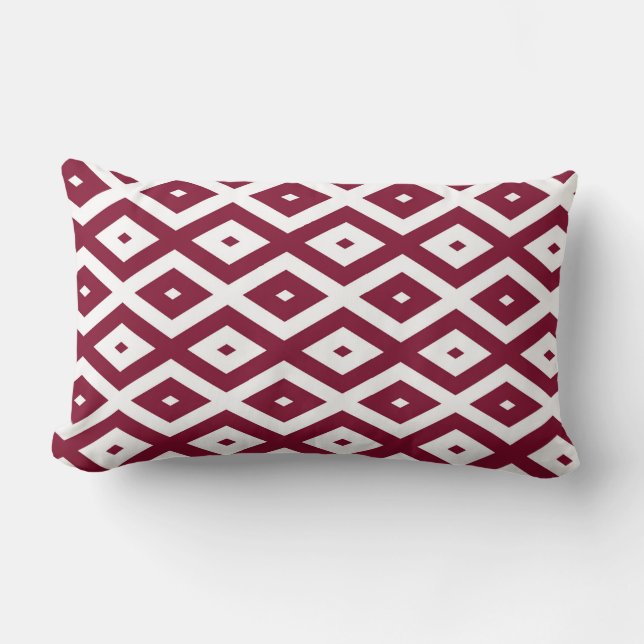 Coussin Rectangle Motif de diamants de Bourgogne et blanc (Recto)