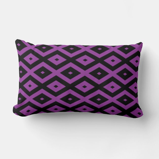 Coussin Rectangle Motif de diamants violet et noir (Recto)