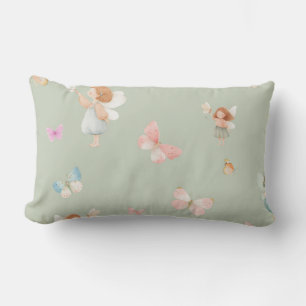 Coussin Rectangle Motif de fée pastel Design de nurserie papillon mi