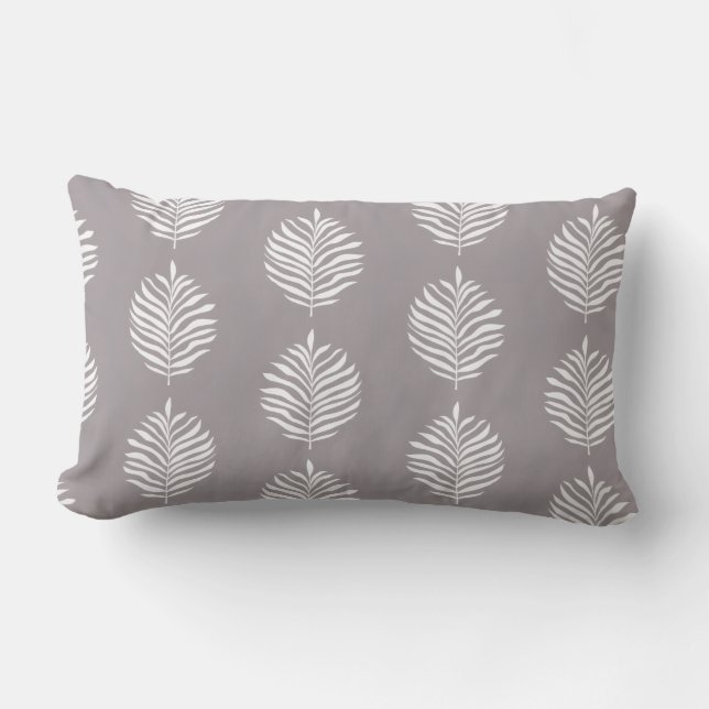 Coussin Rectangle Motif de feuille de palmier côtier gris mouette (Recto)
