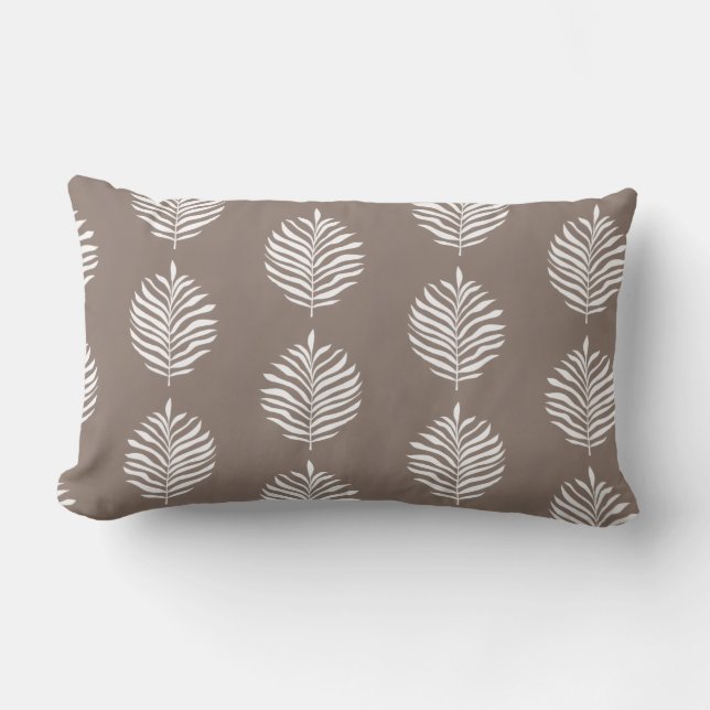 Coussin Rectangle Motif de feuille de palmier côtier gris taupe (Recto)