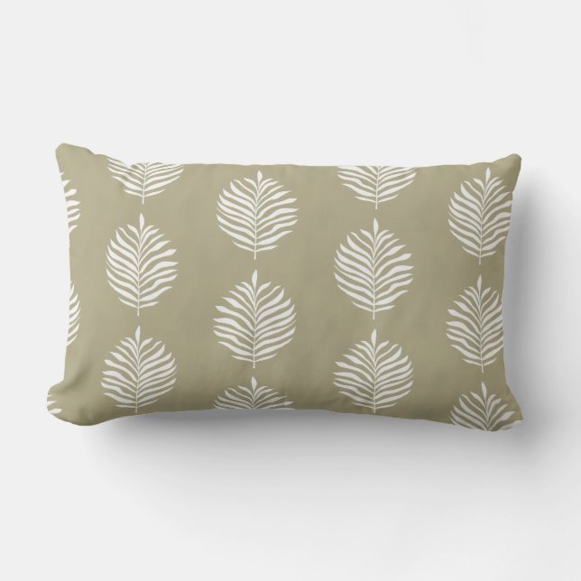 Coussin Rectangle Motif de feuille de palmier côtier Olive brumeux (Recto)