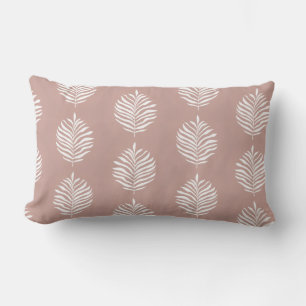 Coussin Rectangle Motif de feuille de palmier côtier Rose brumeuse 