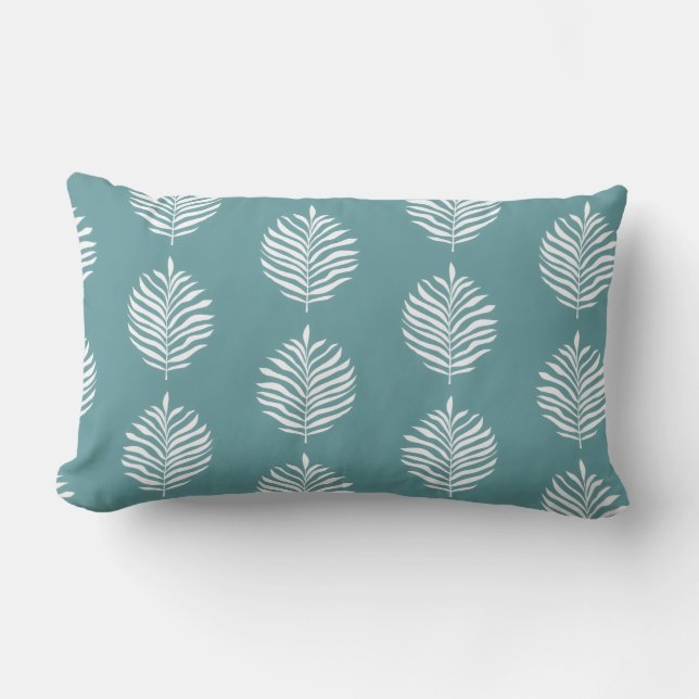 Coussin Rectangle Motif de feuille de palmier côtier Turquoise Pouss (Recto)