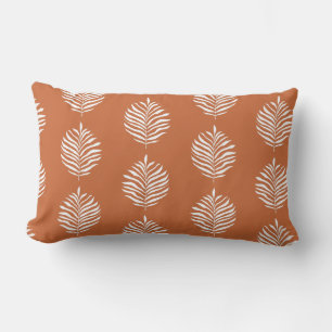 Coussin Rectangle Motif de feuille de palmier minimaliste orange brû