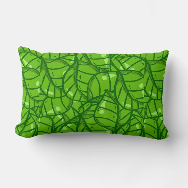 Coussin Rectangle Motif de feuille verte abstraite avec des illustra (Recto)