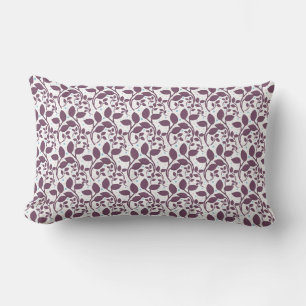 Coussin Rectangle Motif de feuille violet foncé, élégante impression