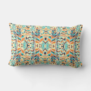 Coussin Rectangle Motif de feuilles bohème coloré mignon