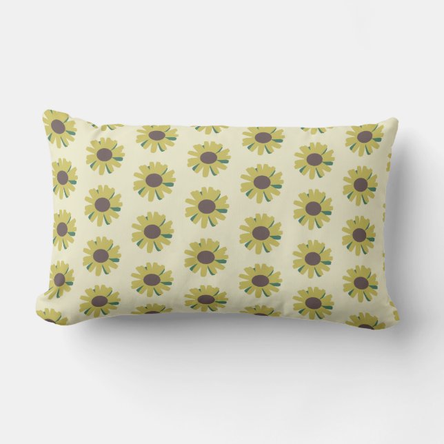Coussin Rectangle Motif de fleur simple tournesol marron vert jaune (Recto)