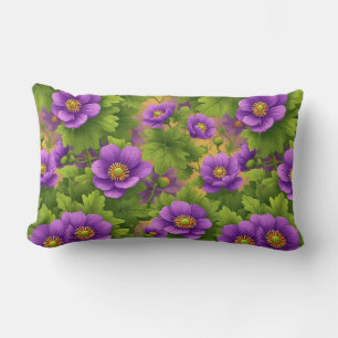 Coussin Rectangle Motif de fleurs d'anémone violette