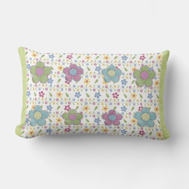 Coussin Rectangle Motif de fleurs numériques multicolore (Recto)