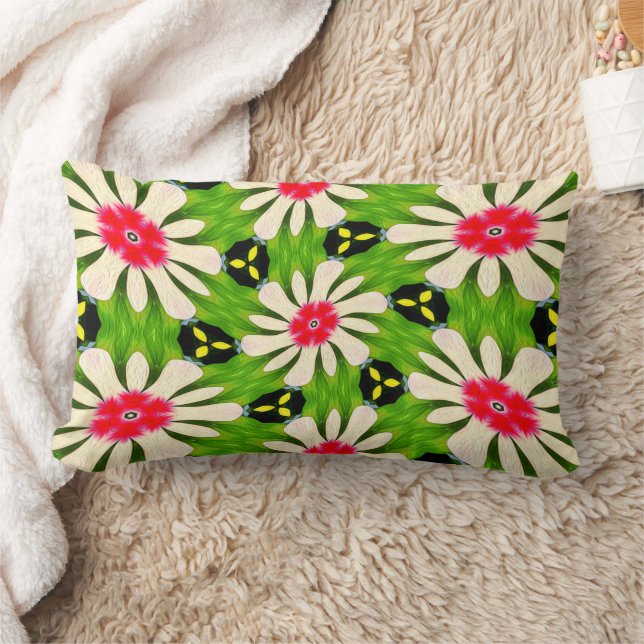 Coussin Rectangle Motif de fleurs rose et blanche (Couverture)