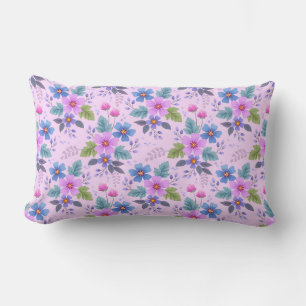 Coussin Rectangle Motif de fleurs roses bleues violettes florales-36