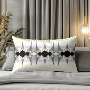 Coussin Rectangle Motif de fractale argenté abstrait