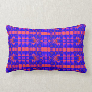 Coussin Rectangle motif de fractale de rouge assez bleu