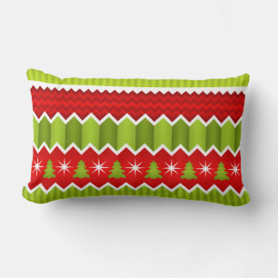 Coussin Rectangle Motif De Frappes Chevron Rouge Et Vert Noël