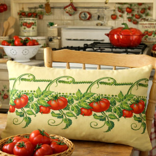 Coussin Rectangle Motif de frise de tomates de jardin Art nouveau ré