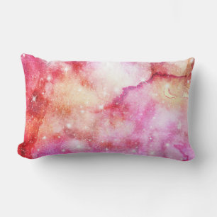 Coussin Rectangle Motif de galaxie rose et rouge