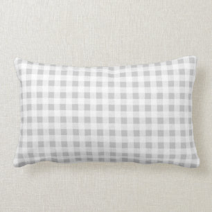 Coussin Rectangle Motif de guingan de blanc gris