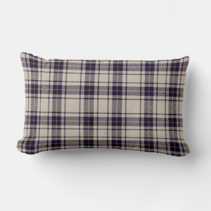Coussin Rectangle Motif de la marine bleu beige écossais Tartan Plai