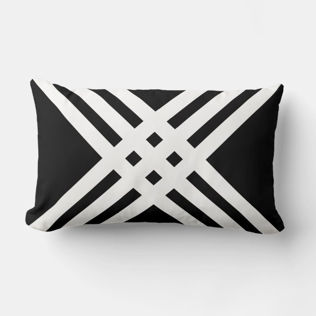Coussin Rectangle Motif de lignes croisées blanches modernes sur fon (Recto)
