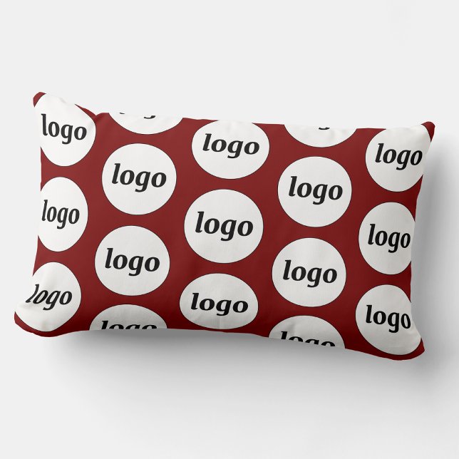 Coussin Rectangle Motif de logo Entreprise Promotionnel Rouge Bourgo (Simple logo pattern business promotional dark burgundy red lumbar pillow)