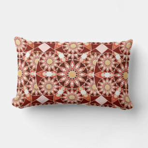 Coussin Rectangle Motif de mandala, brun, rouille, bronzage, beige